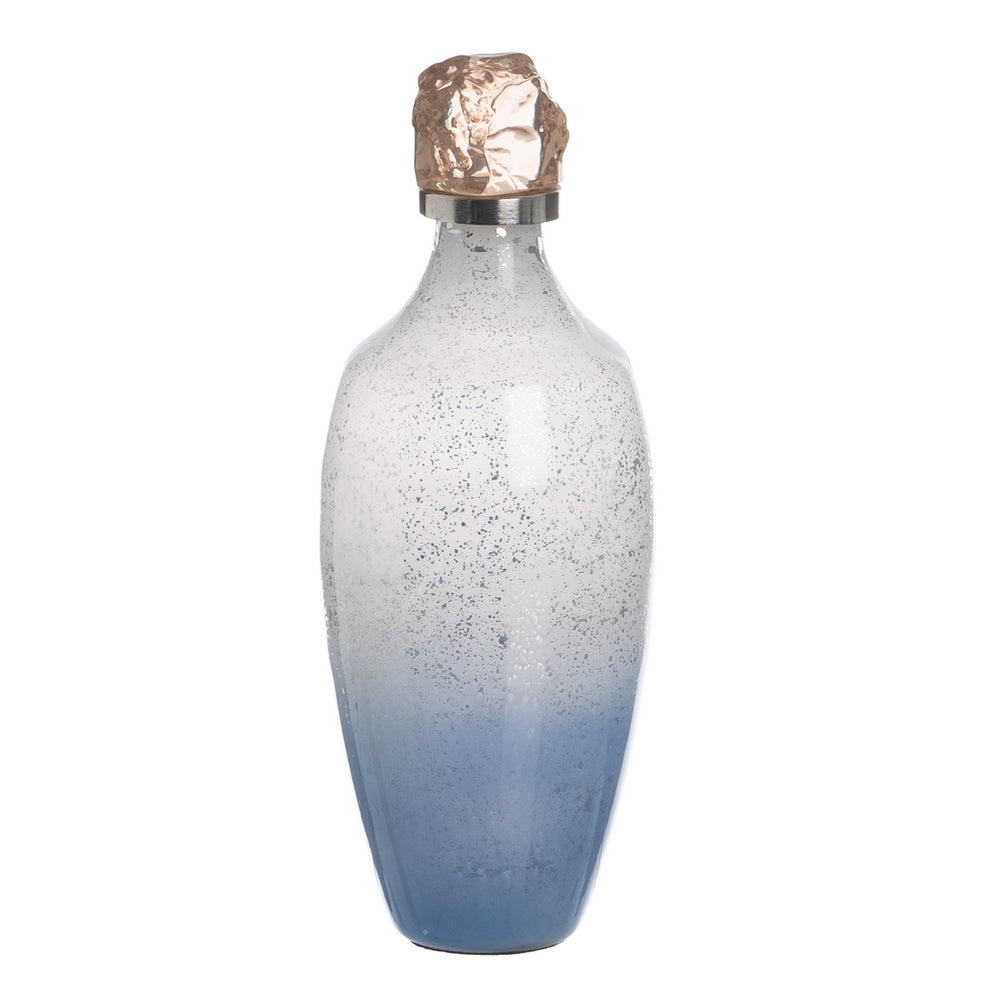 BOTELLA DECORATIVA AZUL CRISTAL 12 X 12 X 33 CM