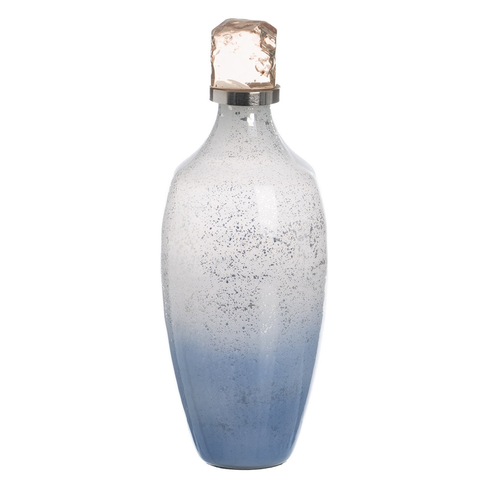 BOTELLA DECORATIVA AZUL CRISTAL 12 X 12 X 33 CM