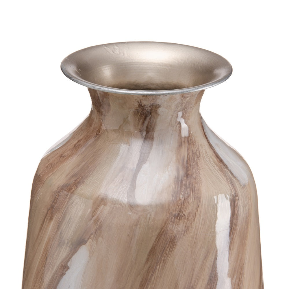 JARRÓN BEIGE METAL DECORACIÓN 28 X 28 X 68 CM