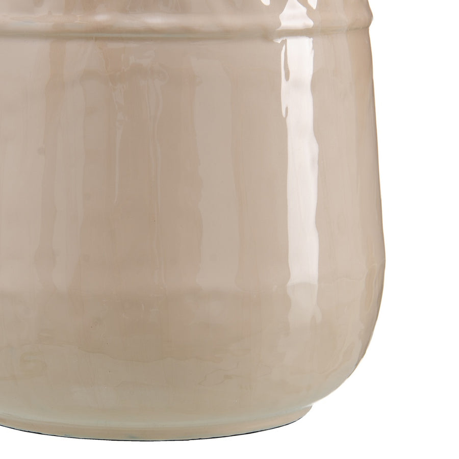 JARRÓN BEIGE METAL DECORACIÓN 28 X 28 X 68 CM