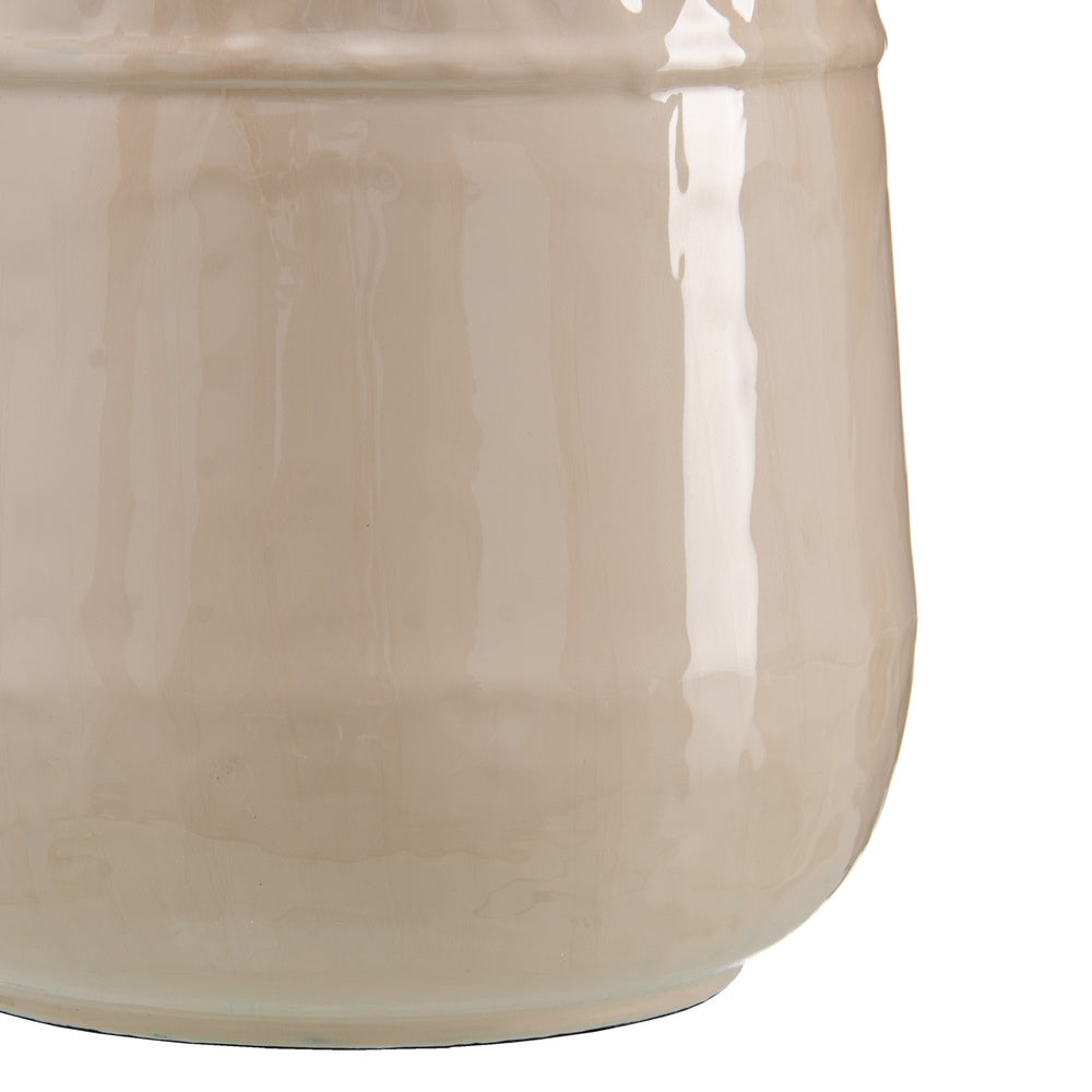 JARRÓN BEIGE METAL DECORACIÓN 28 X 28 X 68 CM