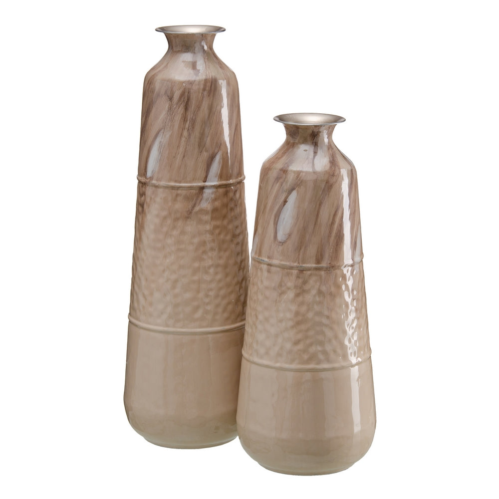BEIGE METAL VASE DECORATION 28 X 28 X 84 CM