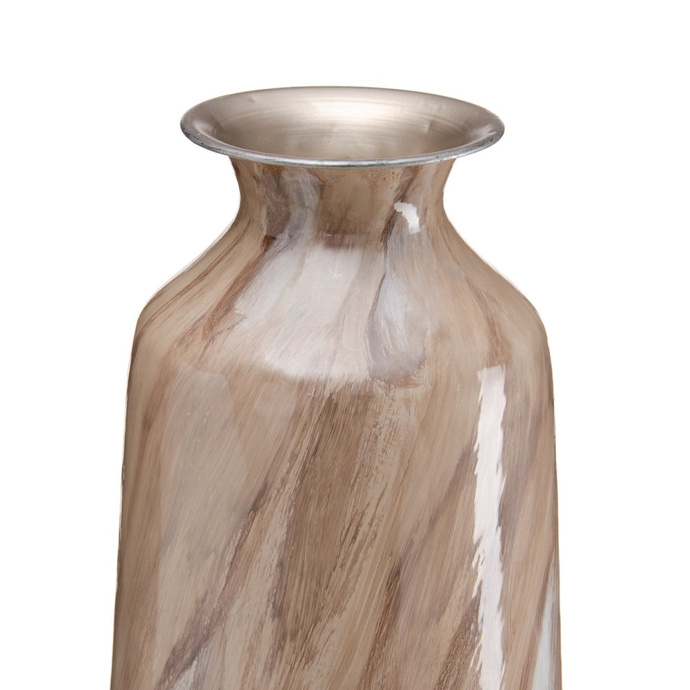 BEIGE METAL VASE DECORATION 28 X 28 X 84 CM