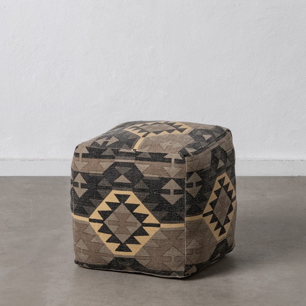 PUF NEGRO-TAUPE TEJIDO DECORACI�N 45 X 45 X 45 CM