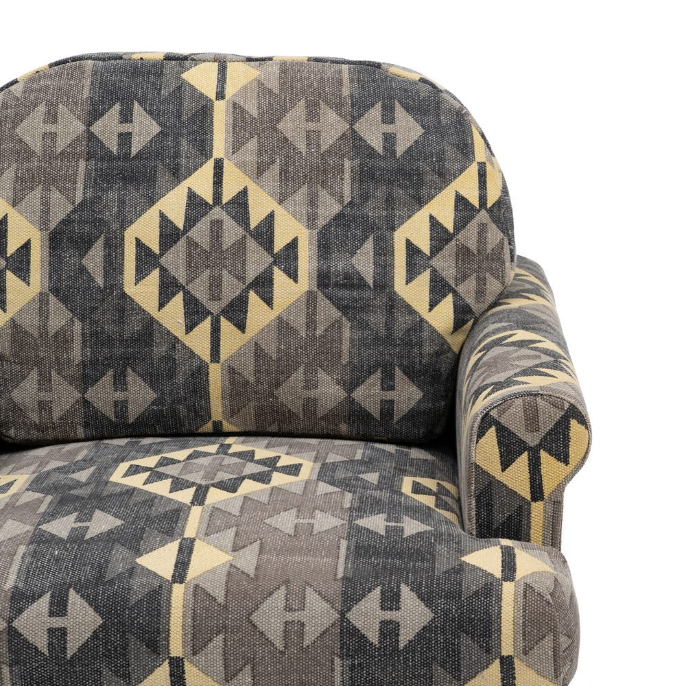 SILLÓN NEGRO-TAUPE TEJIDO-MADERA SALÓN 91 X 90 X 95 CM