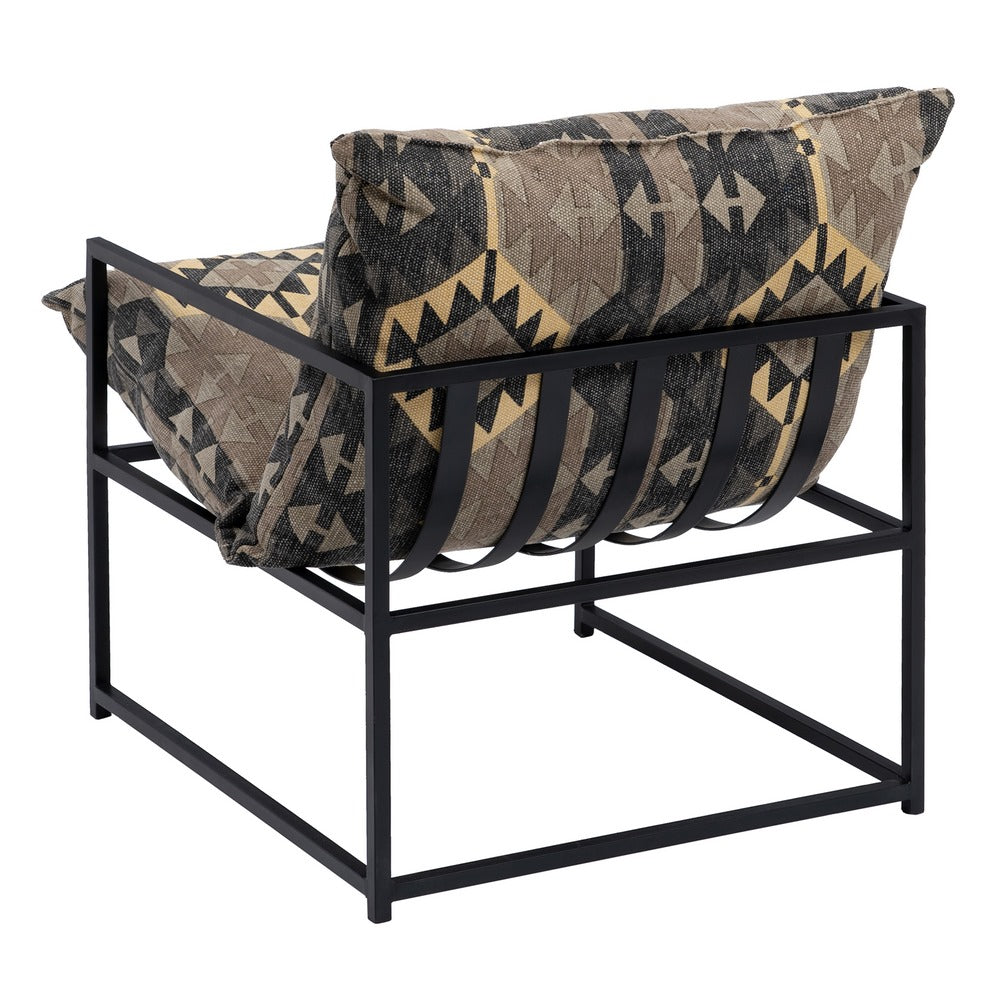 SILLÓN NEGRO-TAUPE TEJIDO-METAL SALÓN 70 X 84 X 86 CM