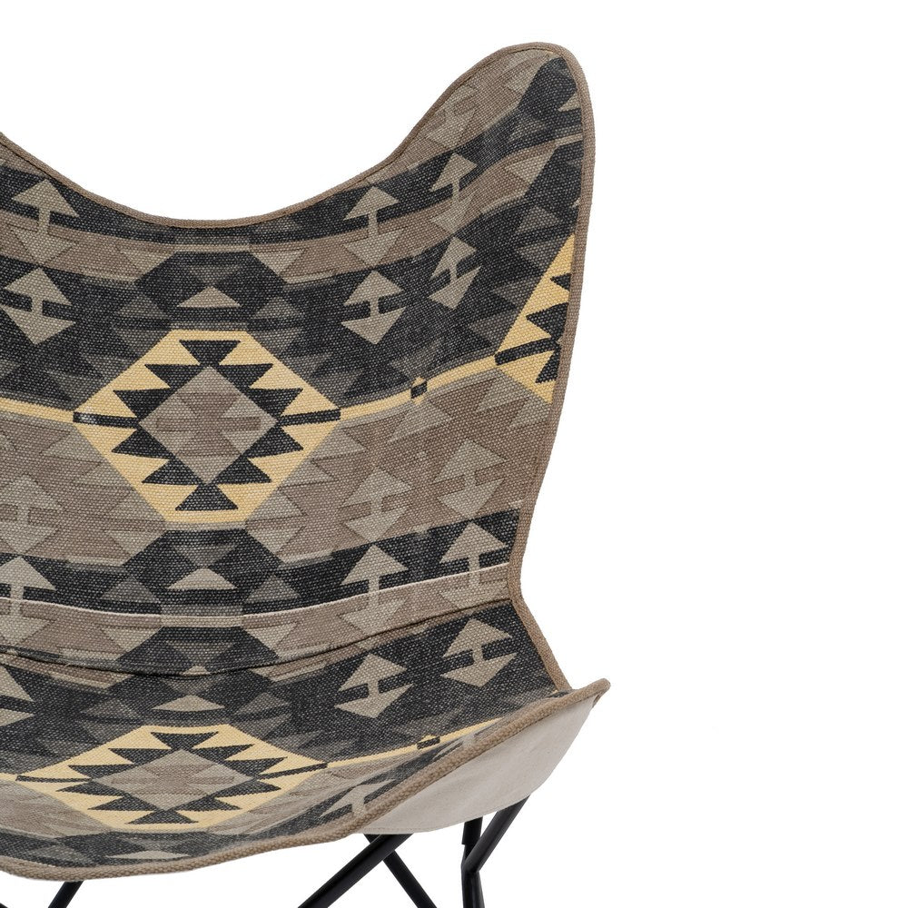 SILLA NEGRO-TAUPE TEJIDO-METAL SALÓN 75 X 75 X 95 CM