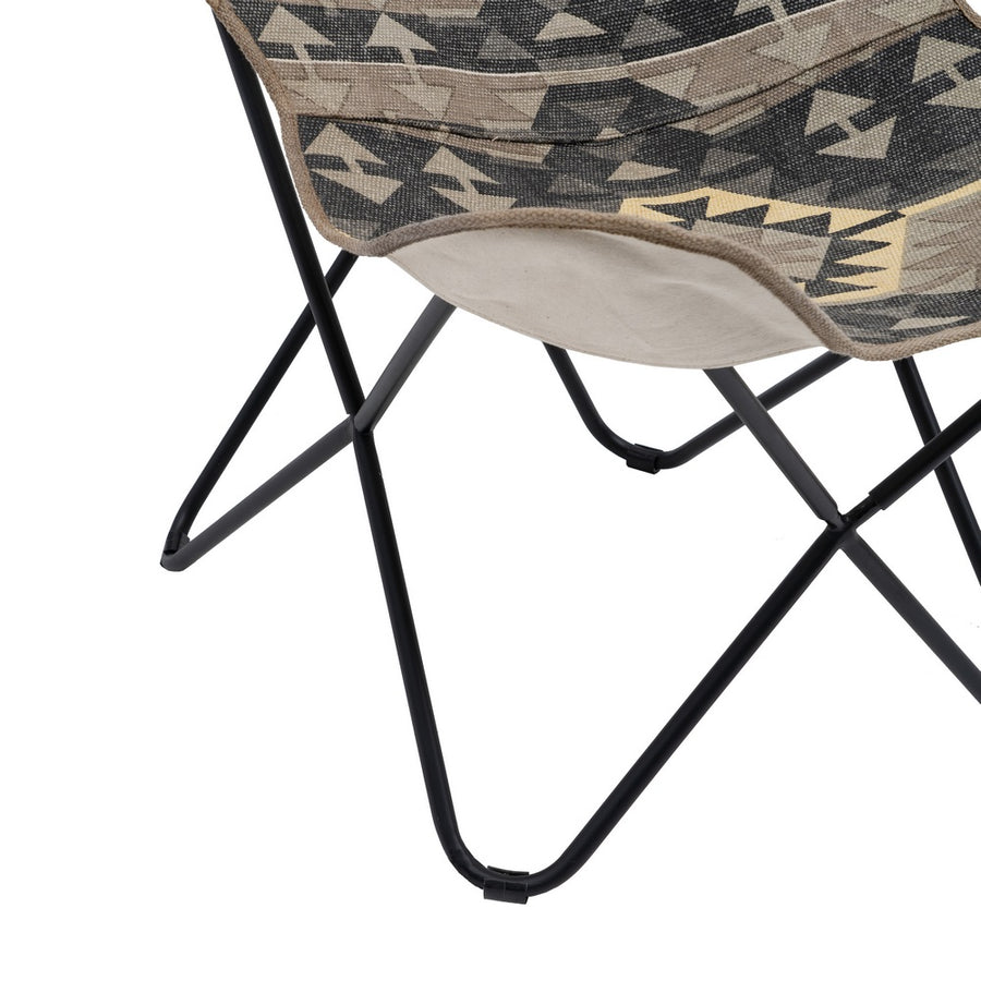 SILLA NEGRO-TAUPE TEJIDO-METAL SALÓN 75 X 75 X 95 CM