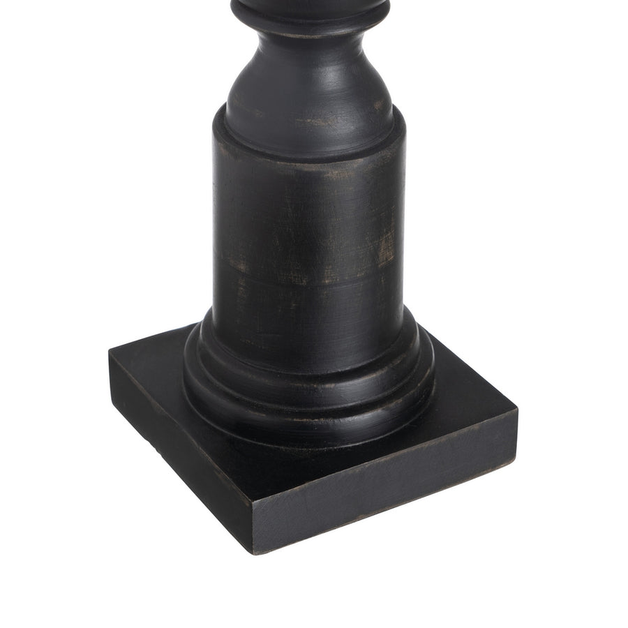 PORTAVELAS NEGRO CRISTAL-MADERA 12 X 12 X 47 CM