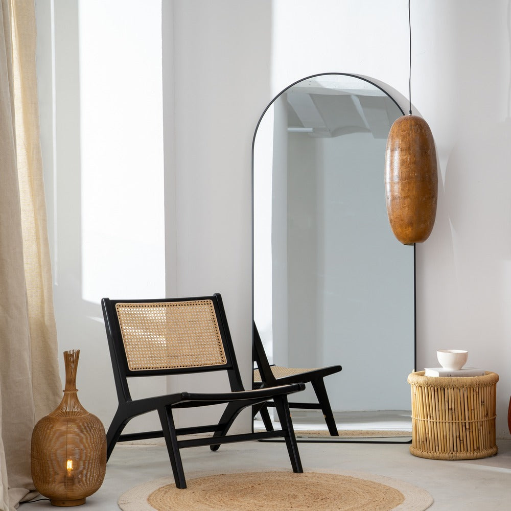 SILLÓN NATURAL-NEGRO MADERA-RATÁN SALÓN 60,50 X 73,50 X 72,5