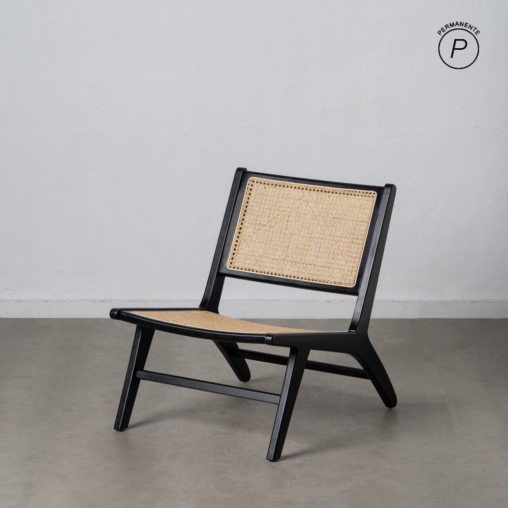 SILLÓN NATURAL-NEGRO MADERA-RATÁN SALÓN 60,50 X 73,50 X 72,5