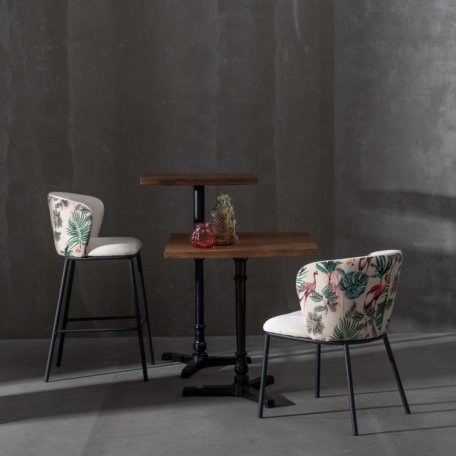 SILLA PAVO REAL BEIGE TEJIDO-METAL SALÓN 58 X 52 X 77 CM