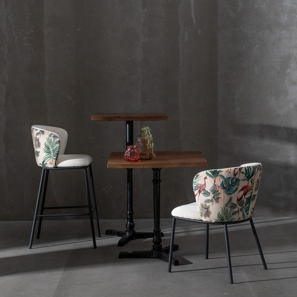 SILLA PAVO REAL BEIGE TEJIDO-METAL SALÓN 58 X 52 X 77 CM