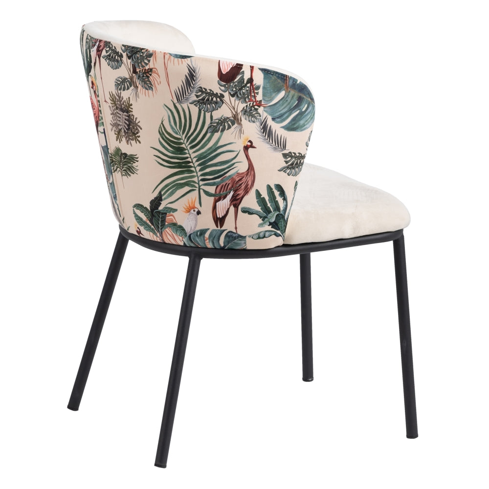 SILLA PAVO REAL BEIGE TEJIDO-METAL SALÓN 58 X 52 X 77 CM