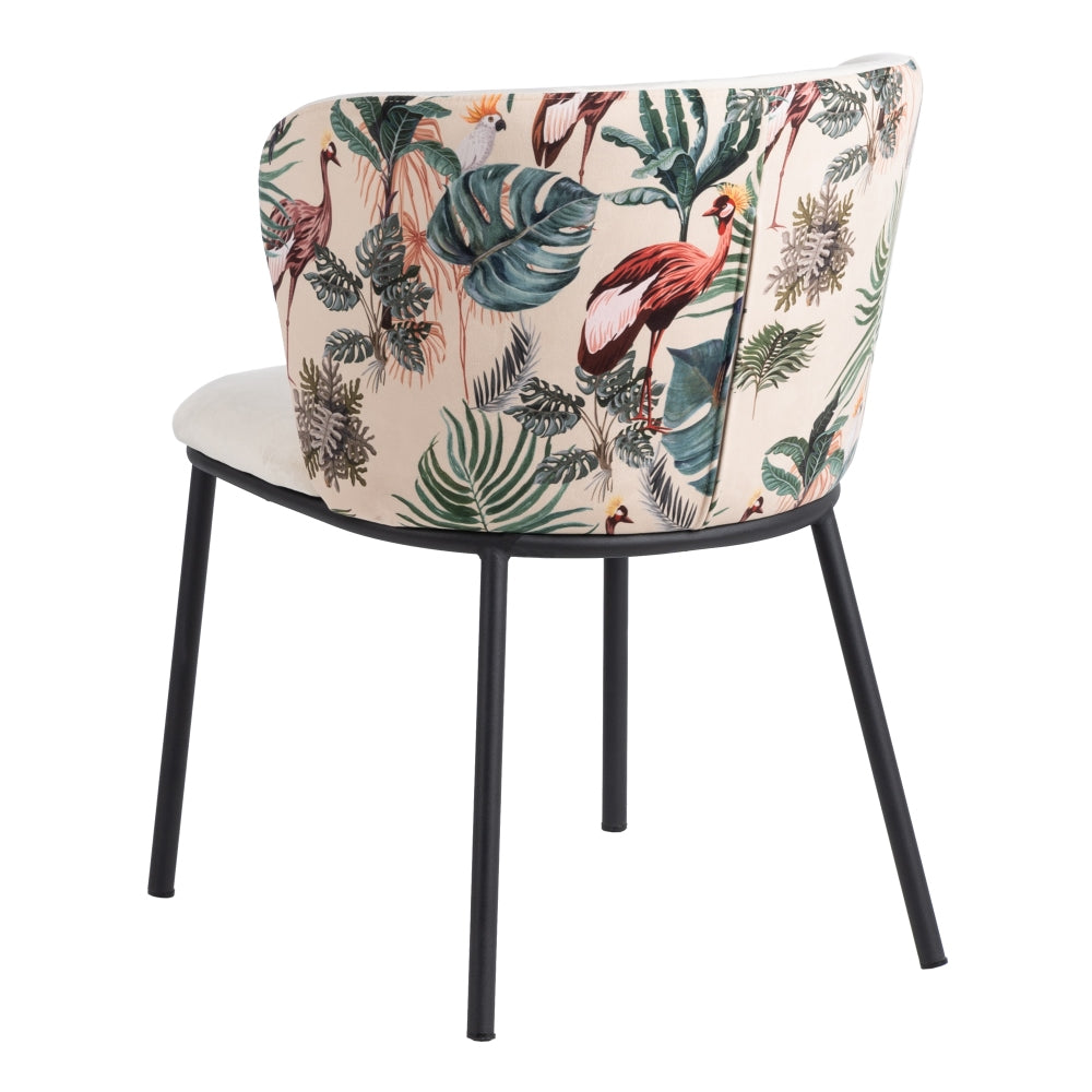 SILLA PAVO REAL BEIGE TEJIDO-METAL SALÓN 58 X 52 X 77 CM