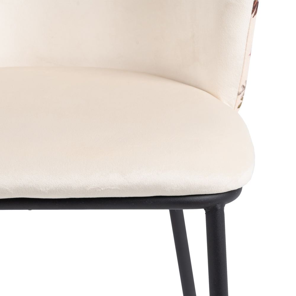 SILLA PAVO REAL BEIGE TEJIDO-METAL SALÓN 58 X 52 X 77 CM
