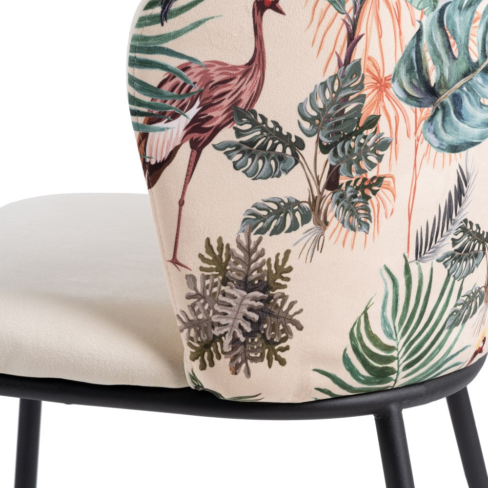SILLA PAVO REAL BEIGE TEJIDO-METAL SALÓN 58 X 52 X 77 CM