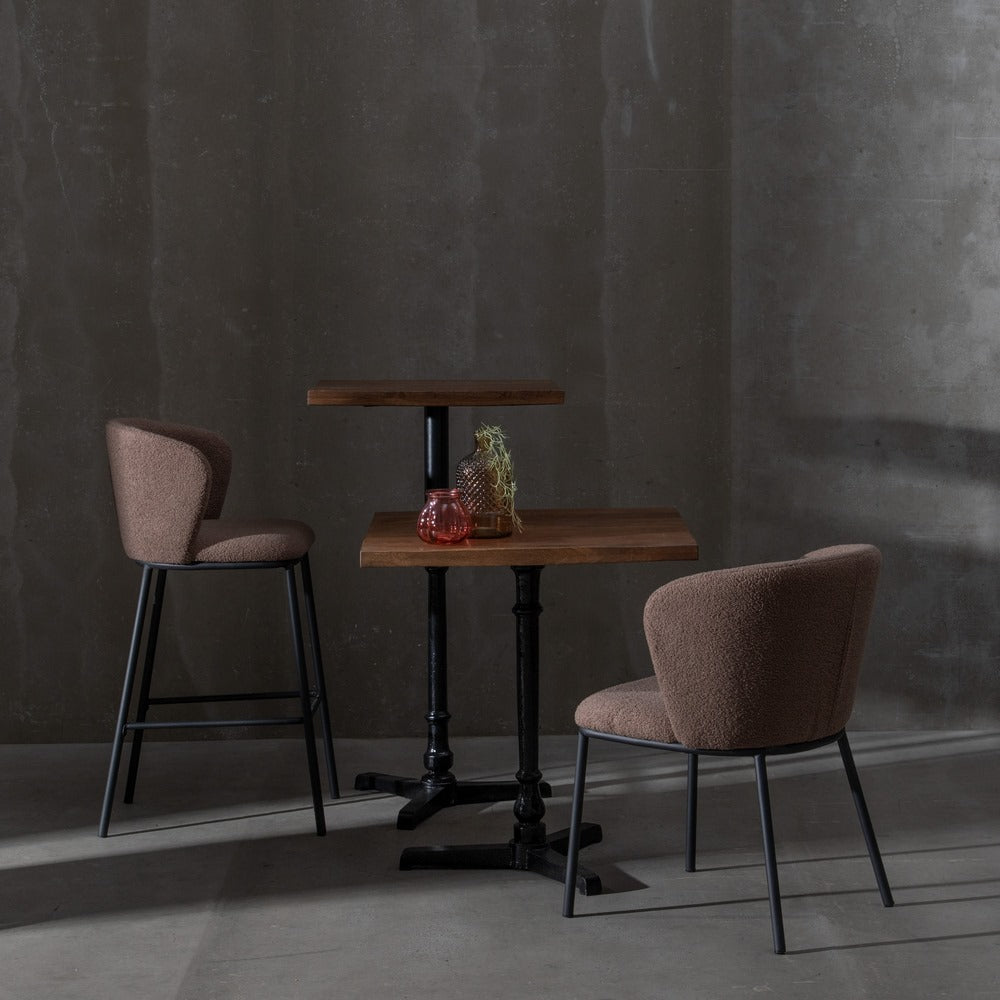 BROWN FABRIC-METAL LOUNGE CHAIR 58 X 52 X 77 CM