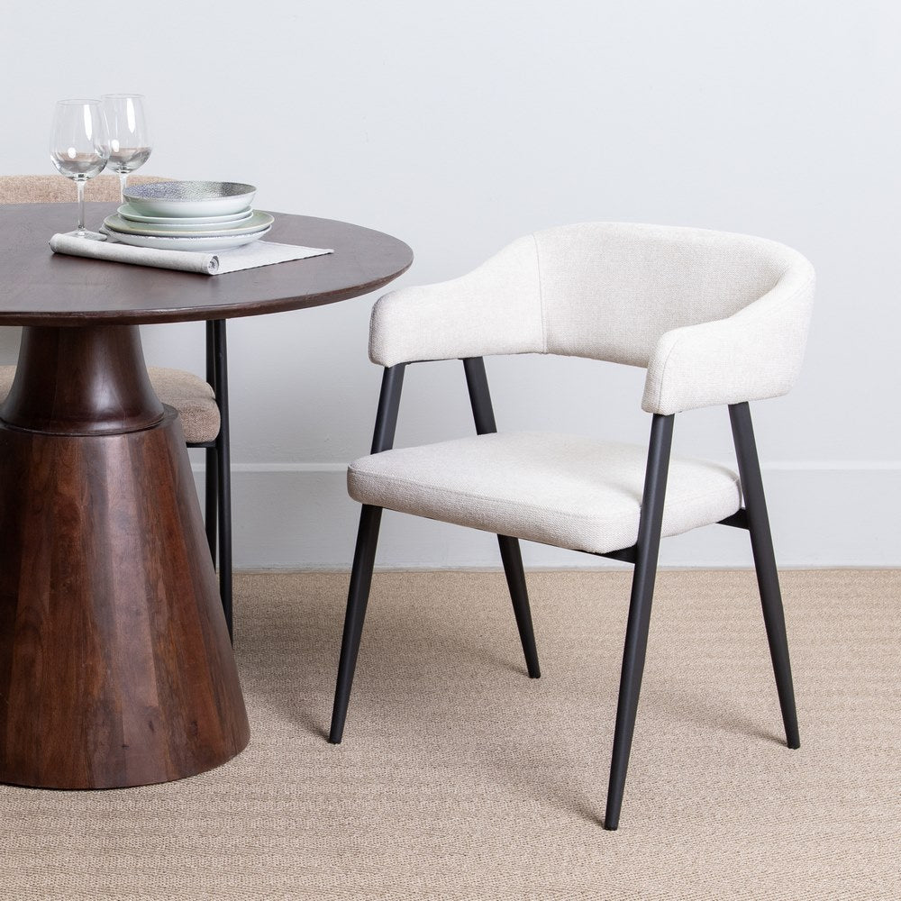 CREAM FABRIC AND METAL DINING CHAIR 56 X 60 X 81 CM