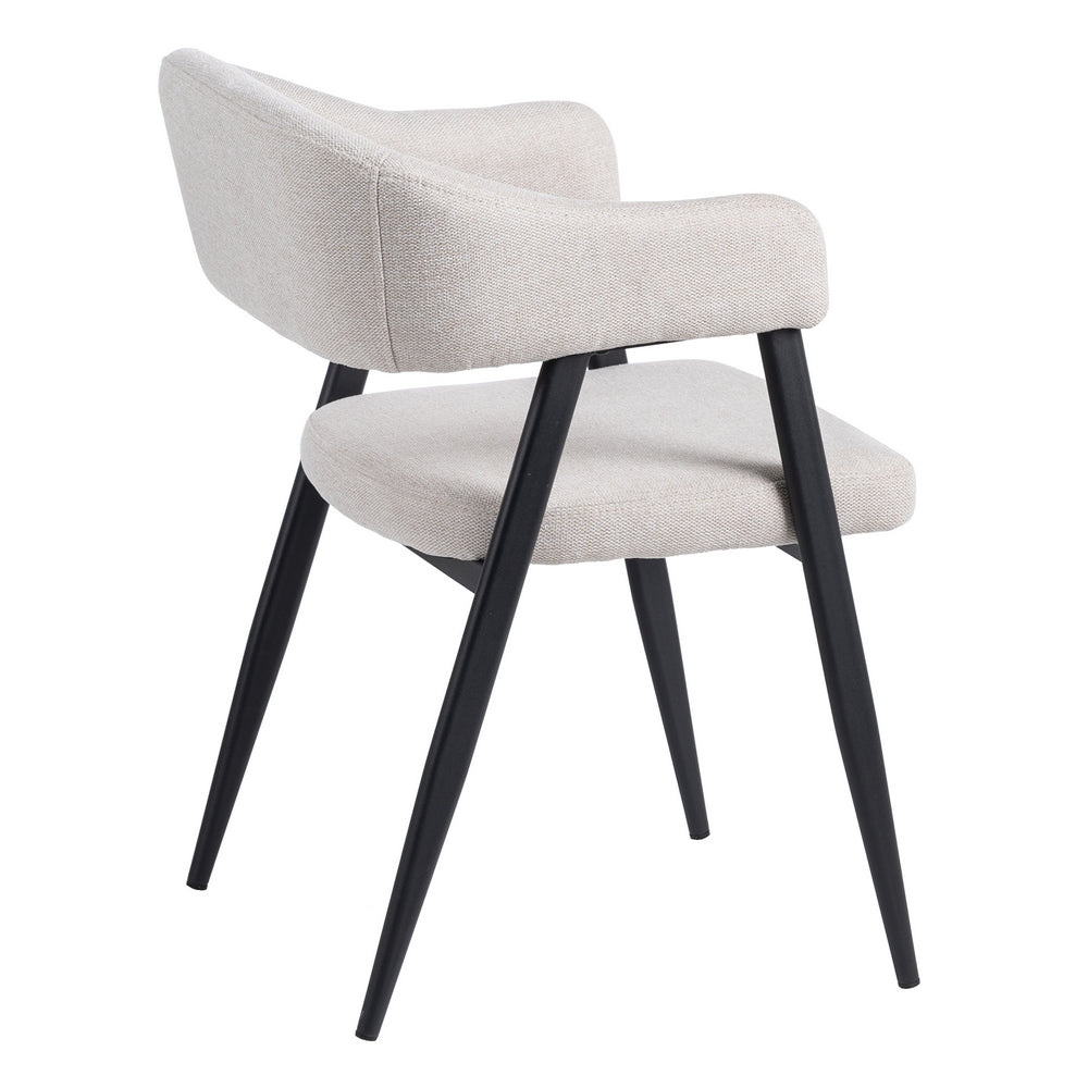 CREAM FABRIC AND METAL DINING CHAIR 56 X 60 X 81 CM