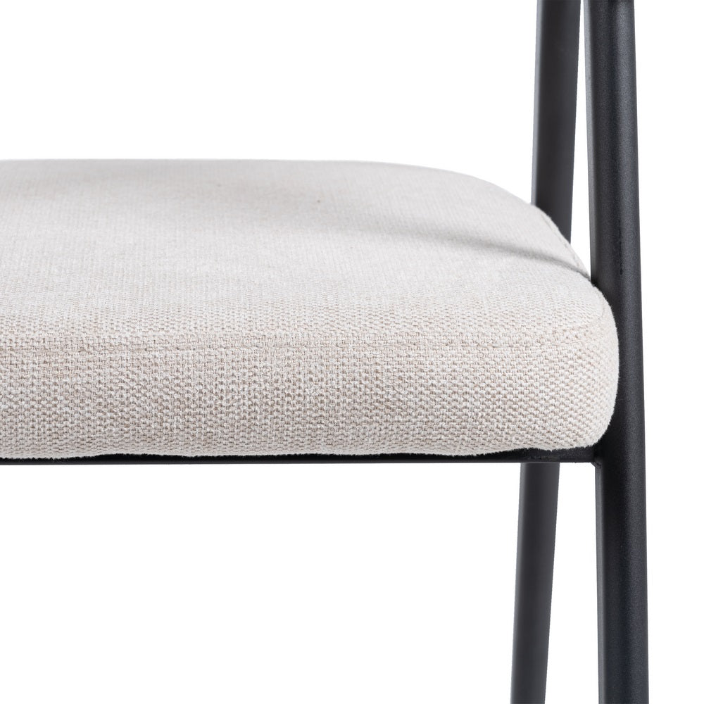 CREAM FABRIC AND METAL DINING CHAIR 56 X 60 X 81 CM