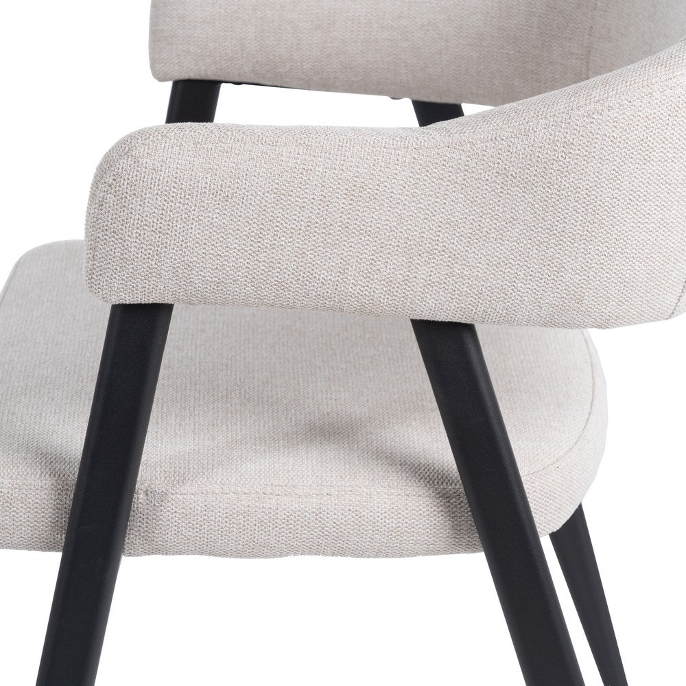CREAM FABRIC AND METAL DINING CHAIR 56 X 60 X 81 CM
