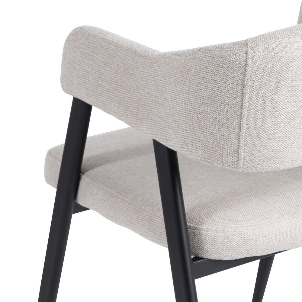 CREAM FABRIC AND METAL DINING CHAIR 56 X 60 X 81 CM