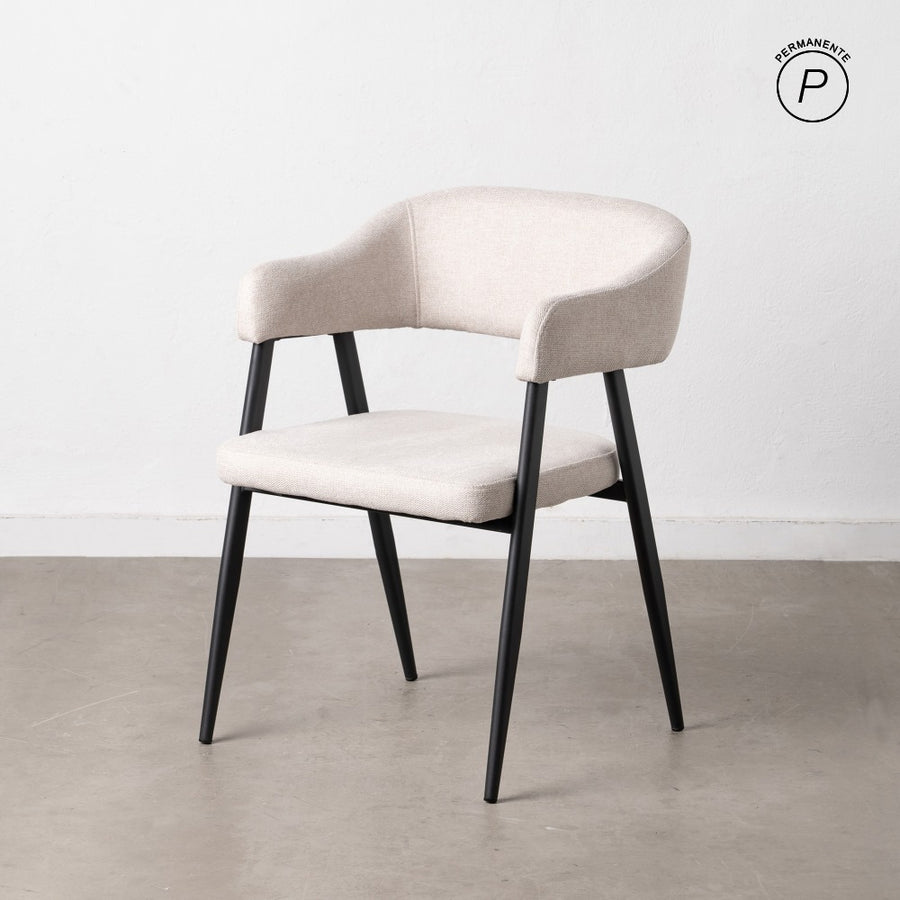 SILLA CREMA TEJIDO-METAL SALÓN 56 X 60 X 81 CM