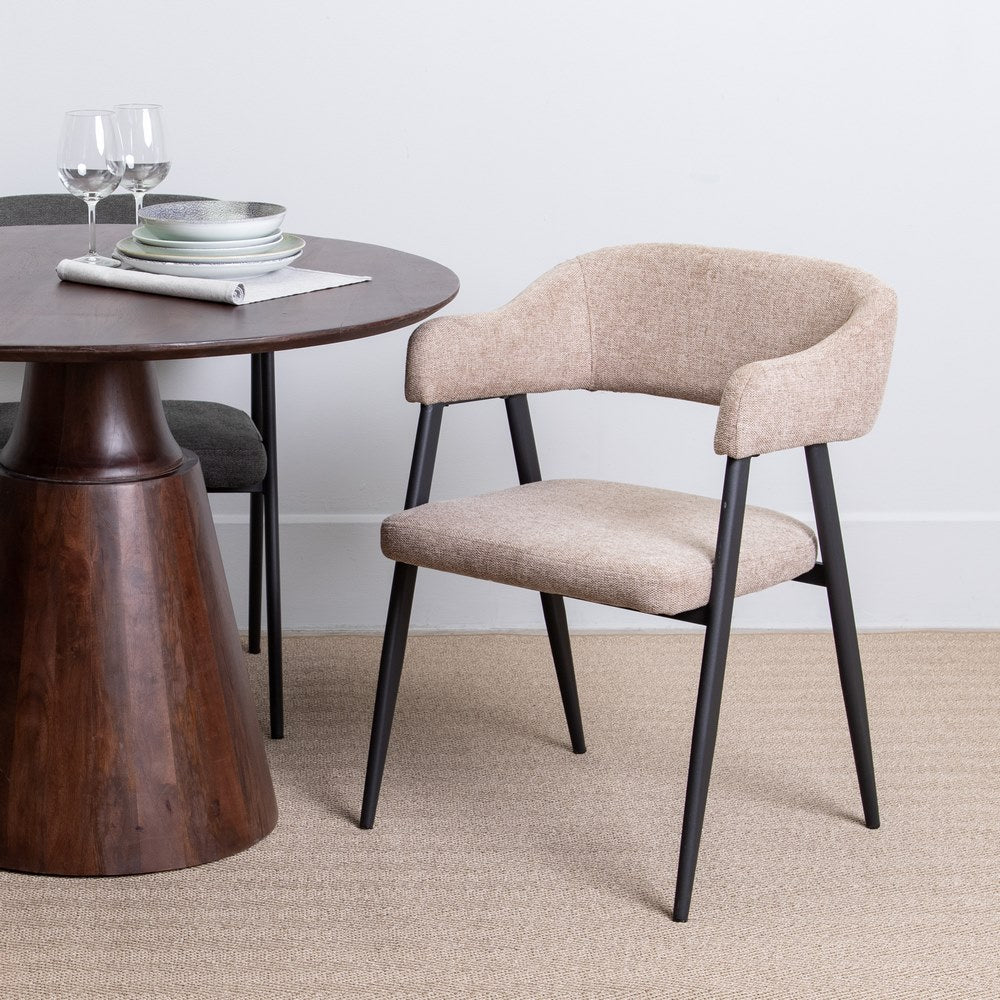 TAUPE FABRIC-METAL DINING CHAIR 56 X 60 X 81 CM