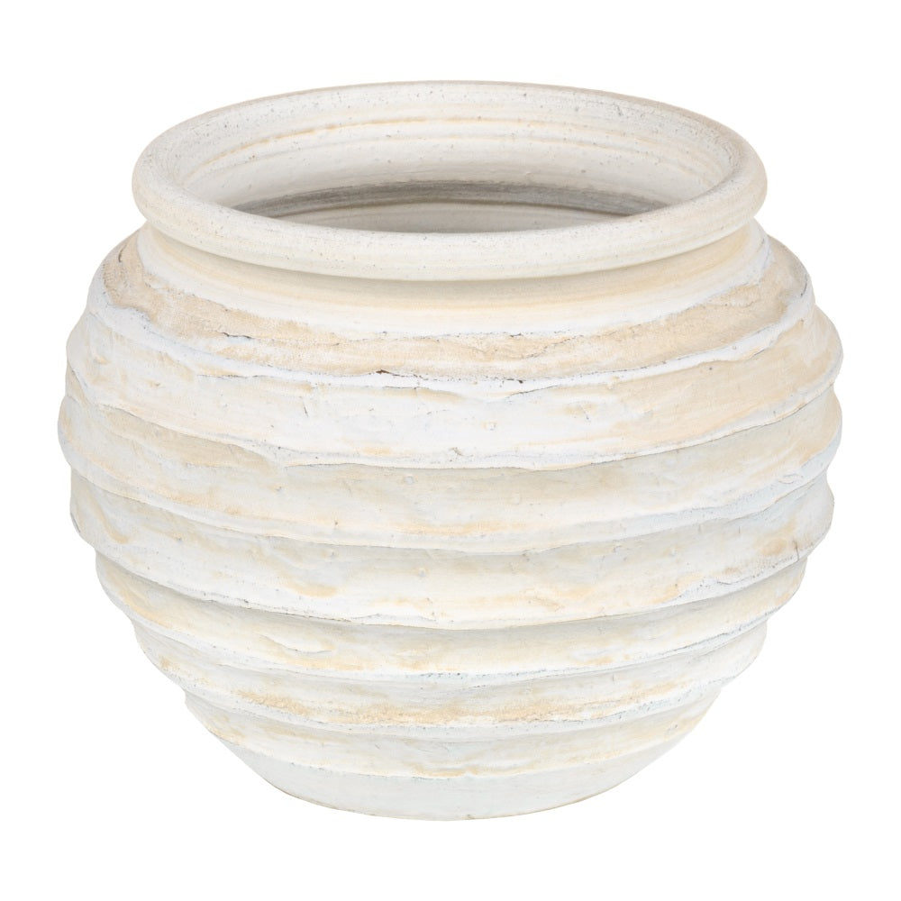 MACETERO CREMA CERÁMICA DECORACIÓN 30 X 30 X 27 CM