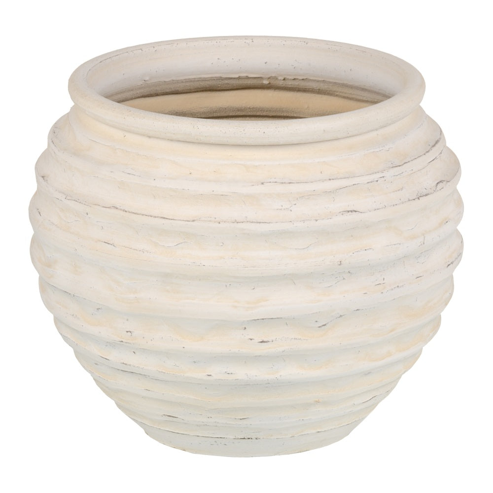 MACETERO CREMA CERÁMICA DECORACIÓN 37 X 37 X 30 CM