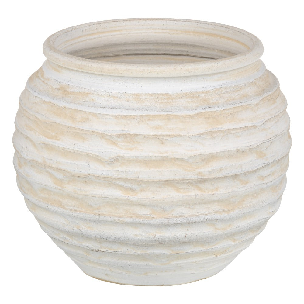 MACETERO CREMA CERÁMICA DECORACIÓN 39 X 39 X 37 CM