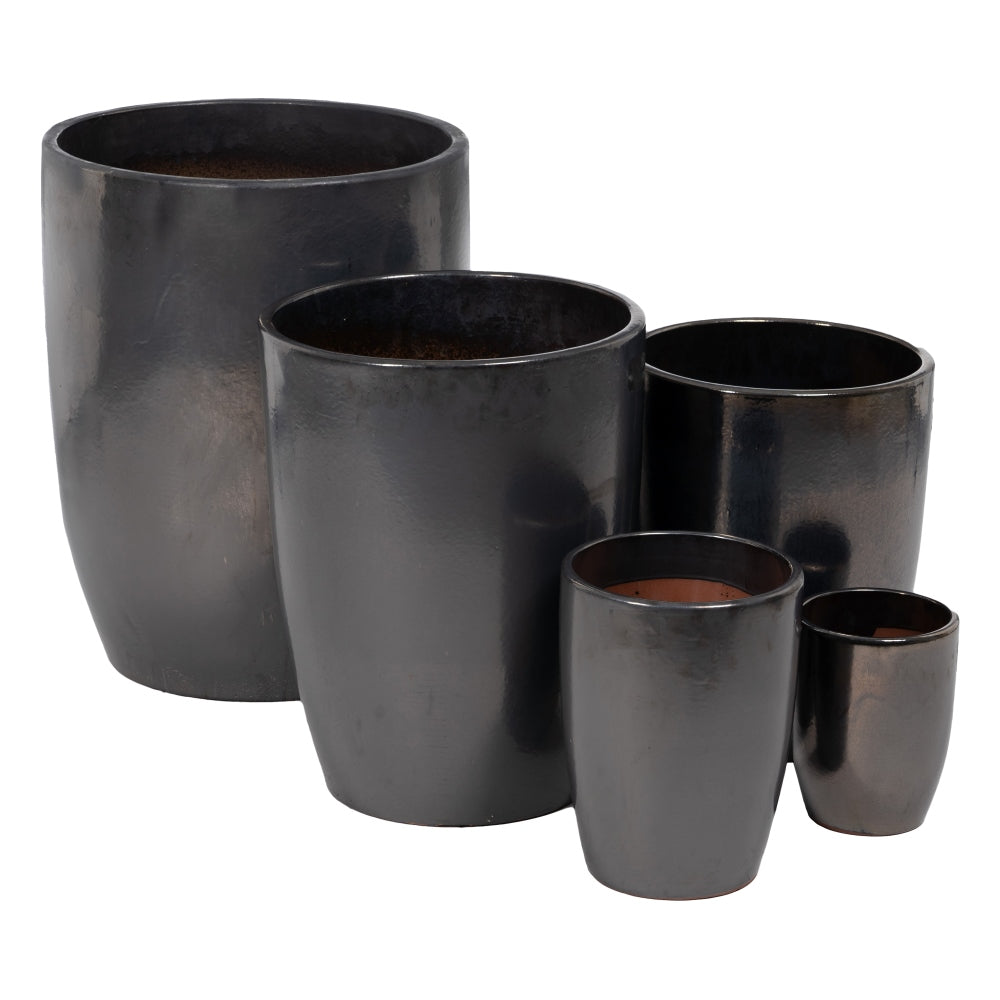 S/5 VASES BLACK CERAMIC DECORATION 56 X 56 X 70 CM