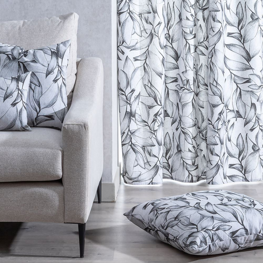 COTTON / POLYESTER LEAF CURTAIN 140 X 260 CM