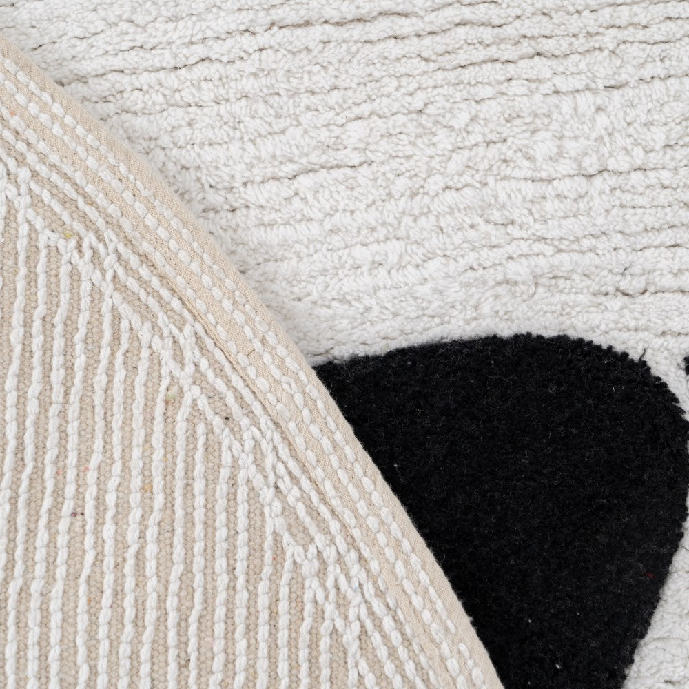 BLACK & WHITE CAT RUG 100% COTTON 100 CM