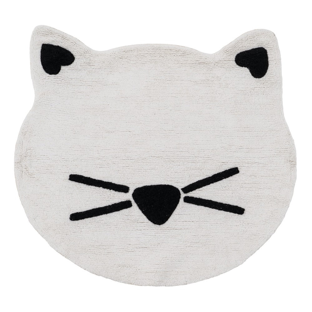 ALFOMBRA GATO BLANCO-NEGRO ALGOD�N 100 CM