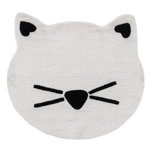 ALFOMBRA GATO BLANCO-NEGRO ALGOD�N 100 CM