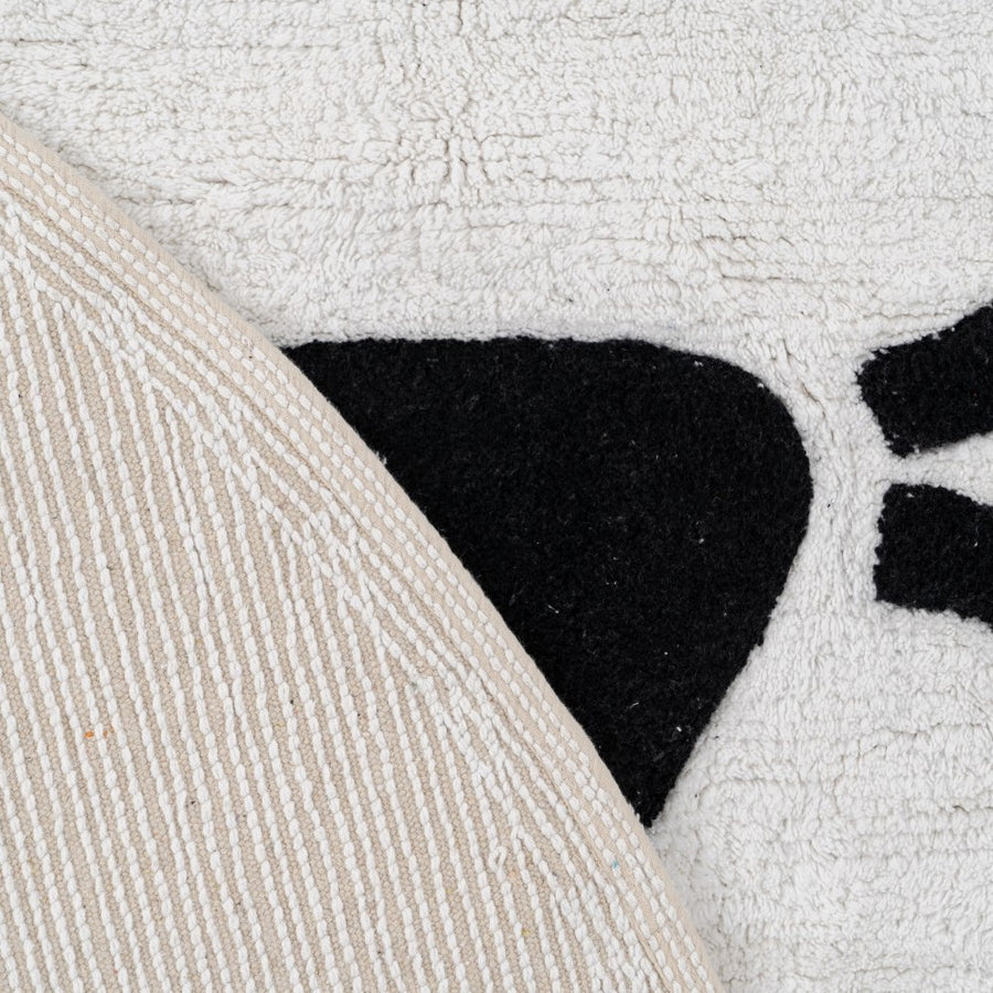 ALFOMBRA GATO BLANCO-NEGRO ALGODÓN 150 CM