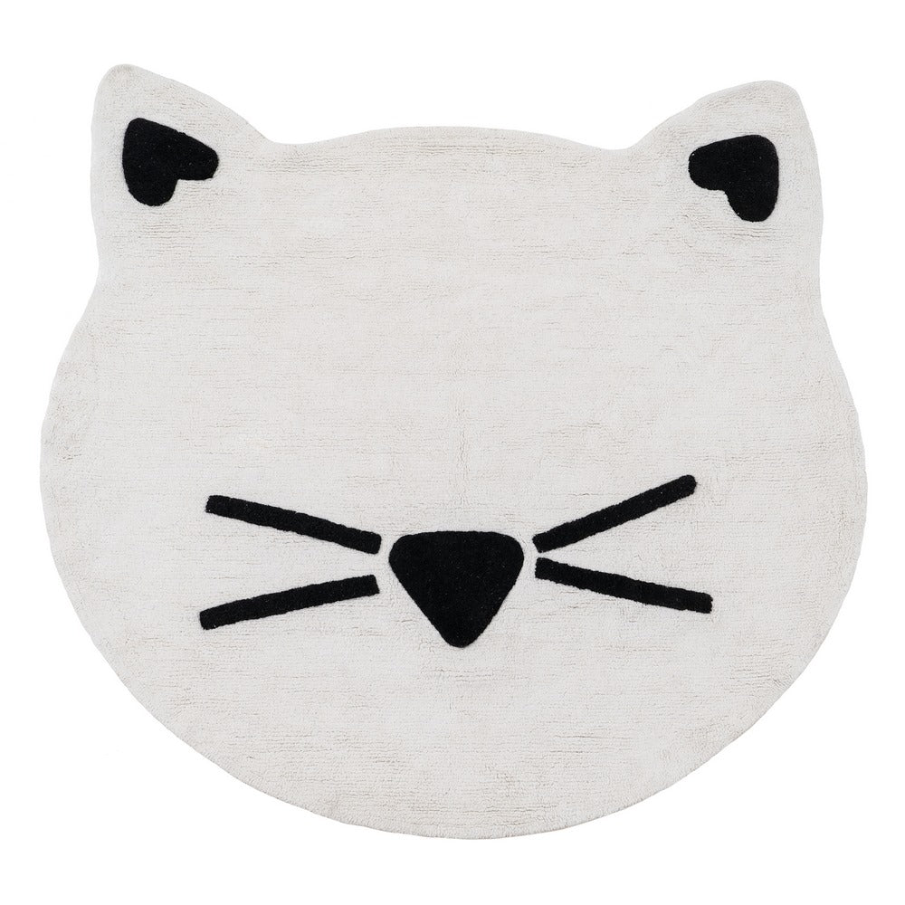 ALFOMBRA GATO BLANCO-NEGRO ALGOD�N 150 CM