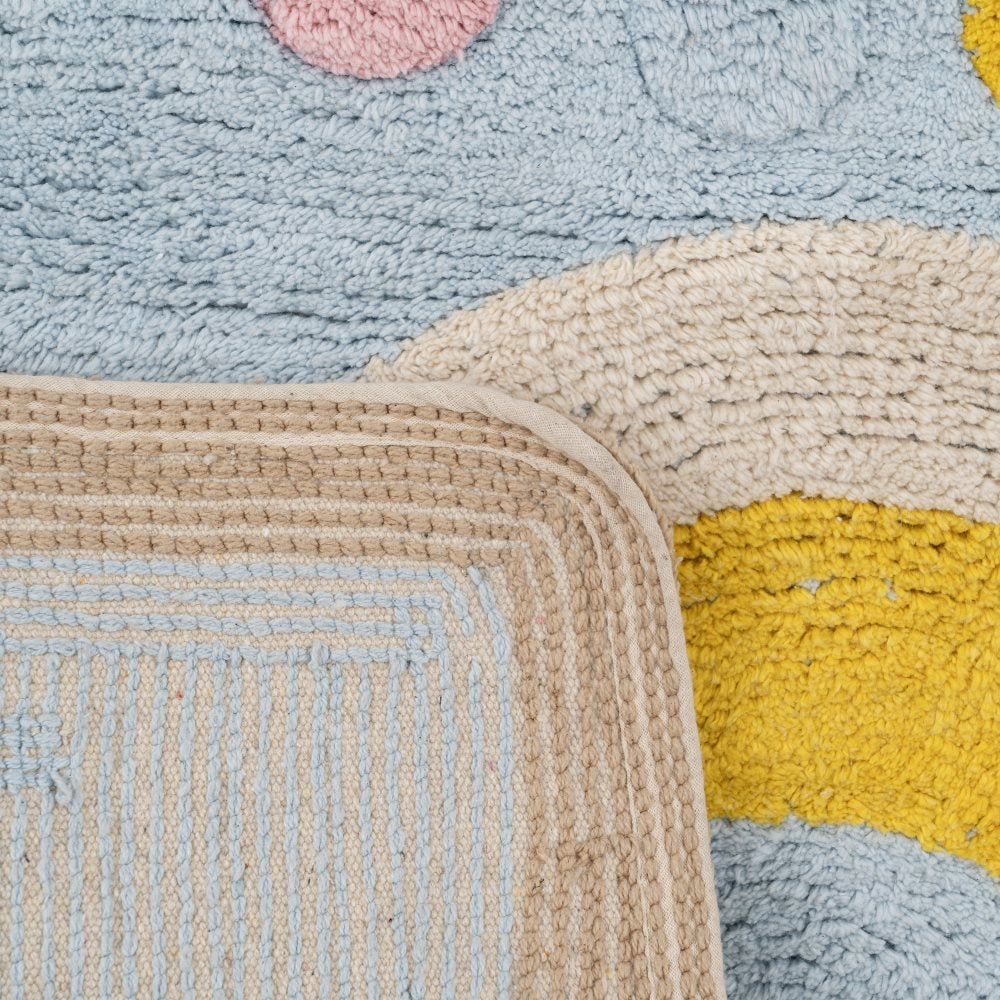 ALFOMBRA CIRCO AZUL ALGOD�N INFANTIL 100 X 74 CM