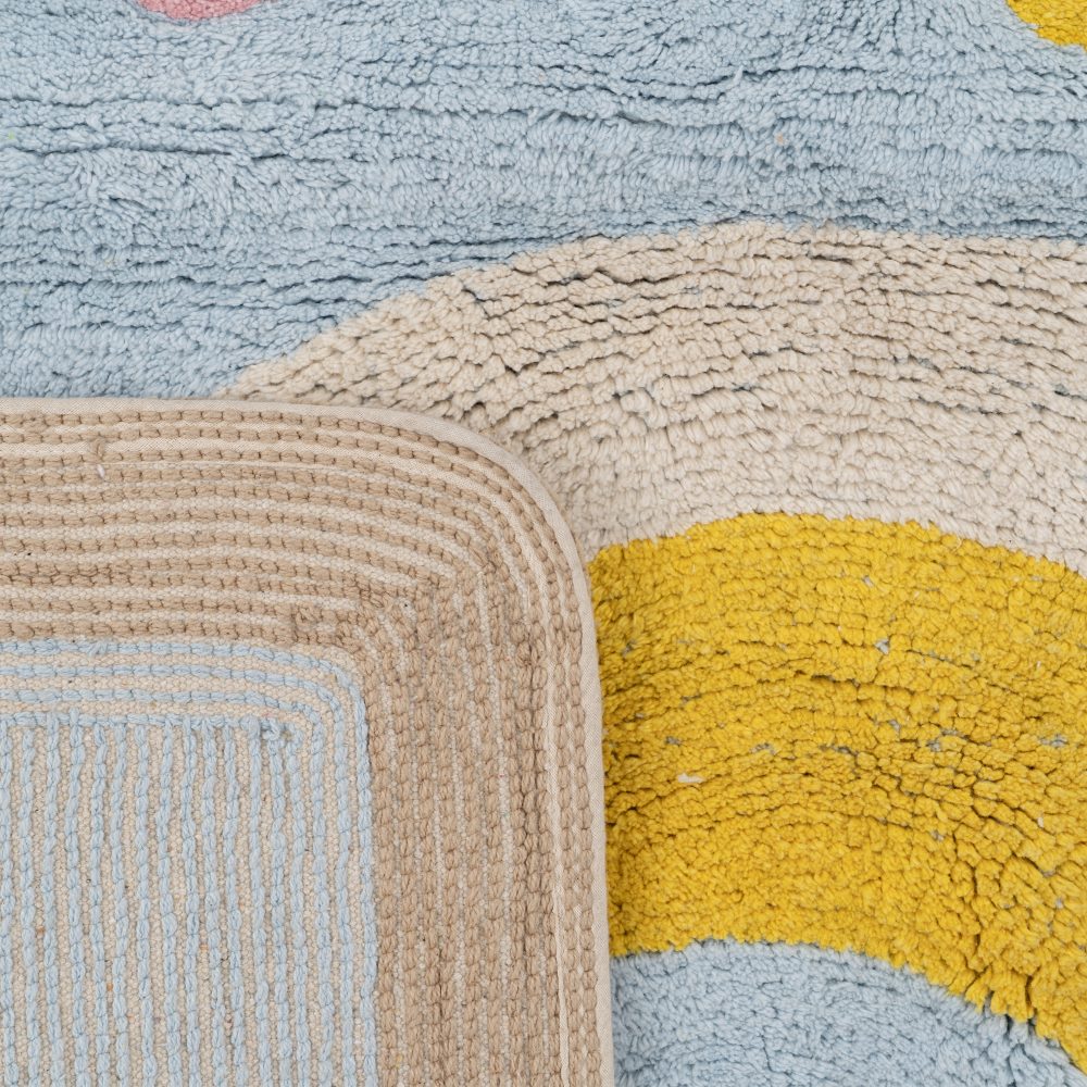 ALFOMBRA CIRCO AZUL ALGODÓN INFANTIL 150 X 110 CM