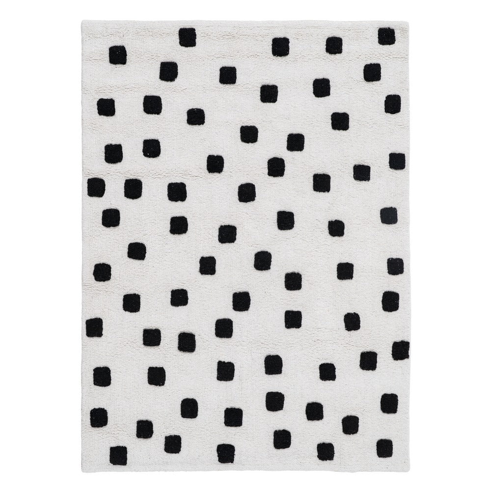 ALFOMBRA CAROL BLANCO-NEGRO ALGODÓN 135 X 100 CM