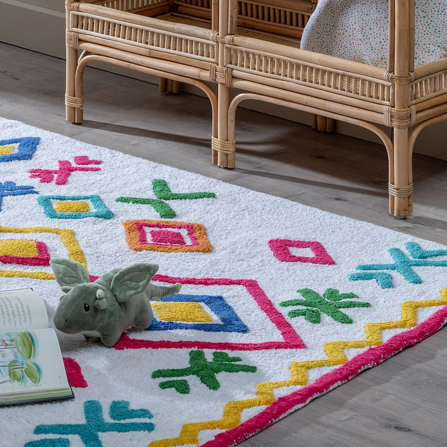 ALFOMBRA ÉTNICO ALGODÓN INFANTIL 175 X 90 CM