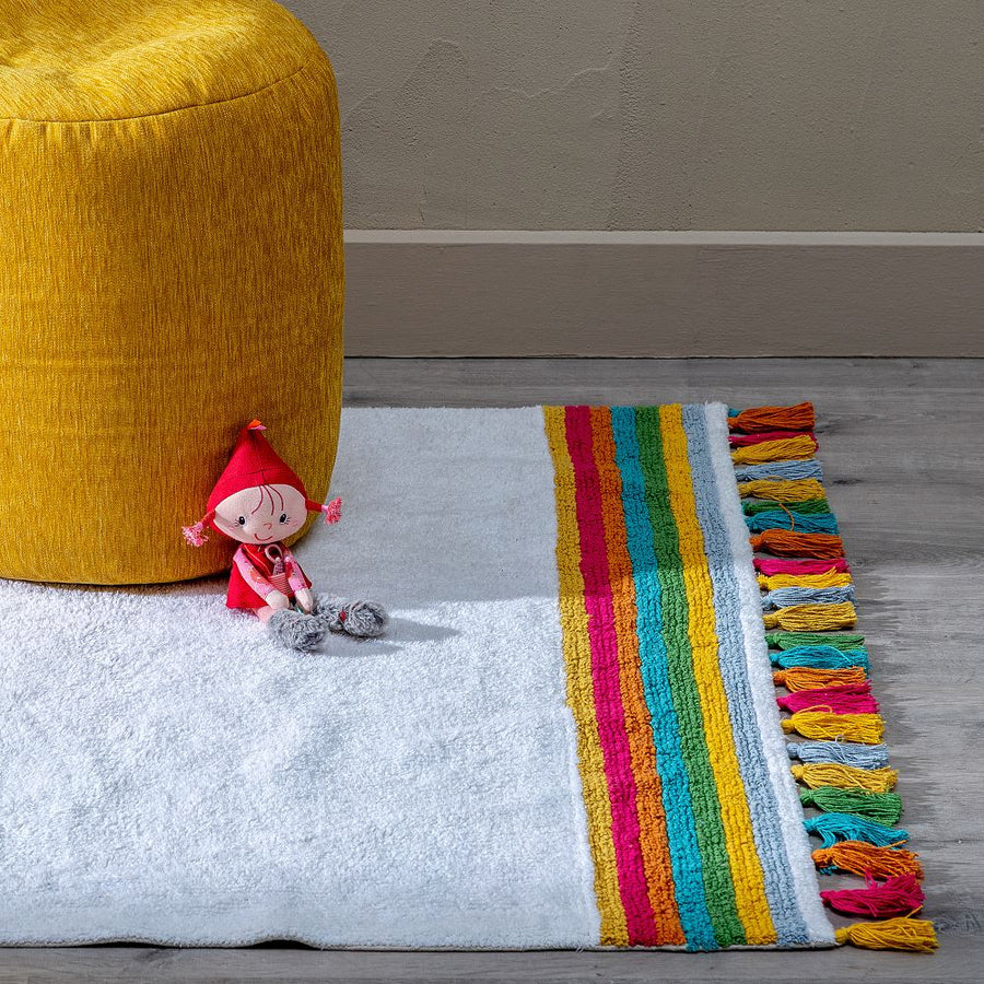 ALFOMBRA MAEVE BLANCO ALGODÓN INFANTIL 160 X 120 CM