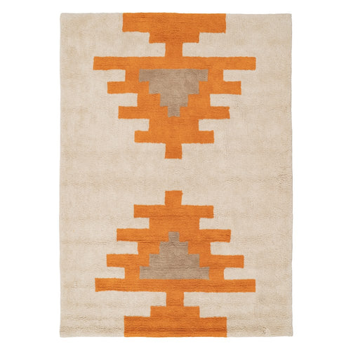 ALFOMBRA AZTECA BLANCO-NARANJA ALGOD�N 160 X 120 CM
