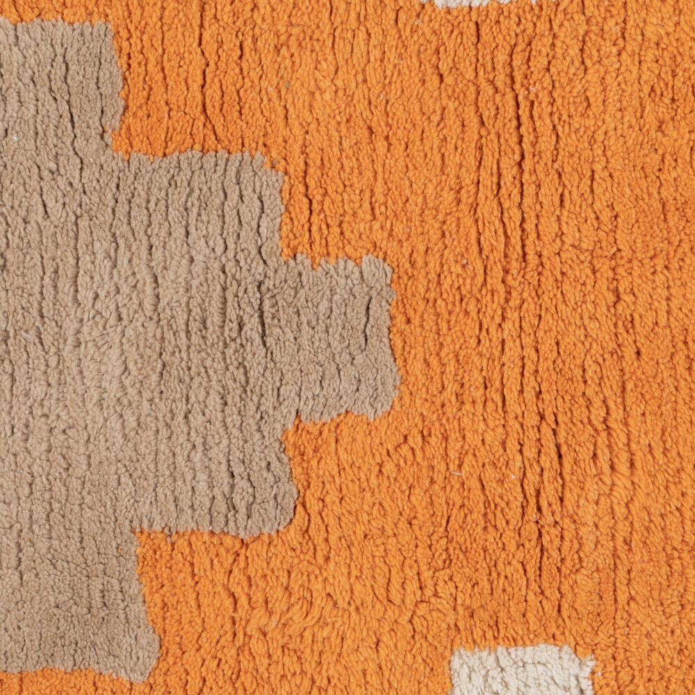 ALFOMBRA AZTECA BLANCO-NARANJA ALGODÓN 175 X 90 CM