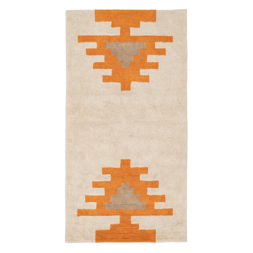 ALFOMBRA AZTECA BLANCO-NARANJA ALGOD�N 175 X 90 CM