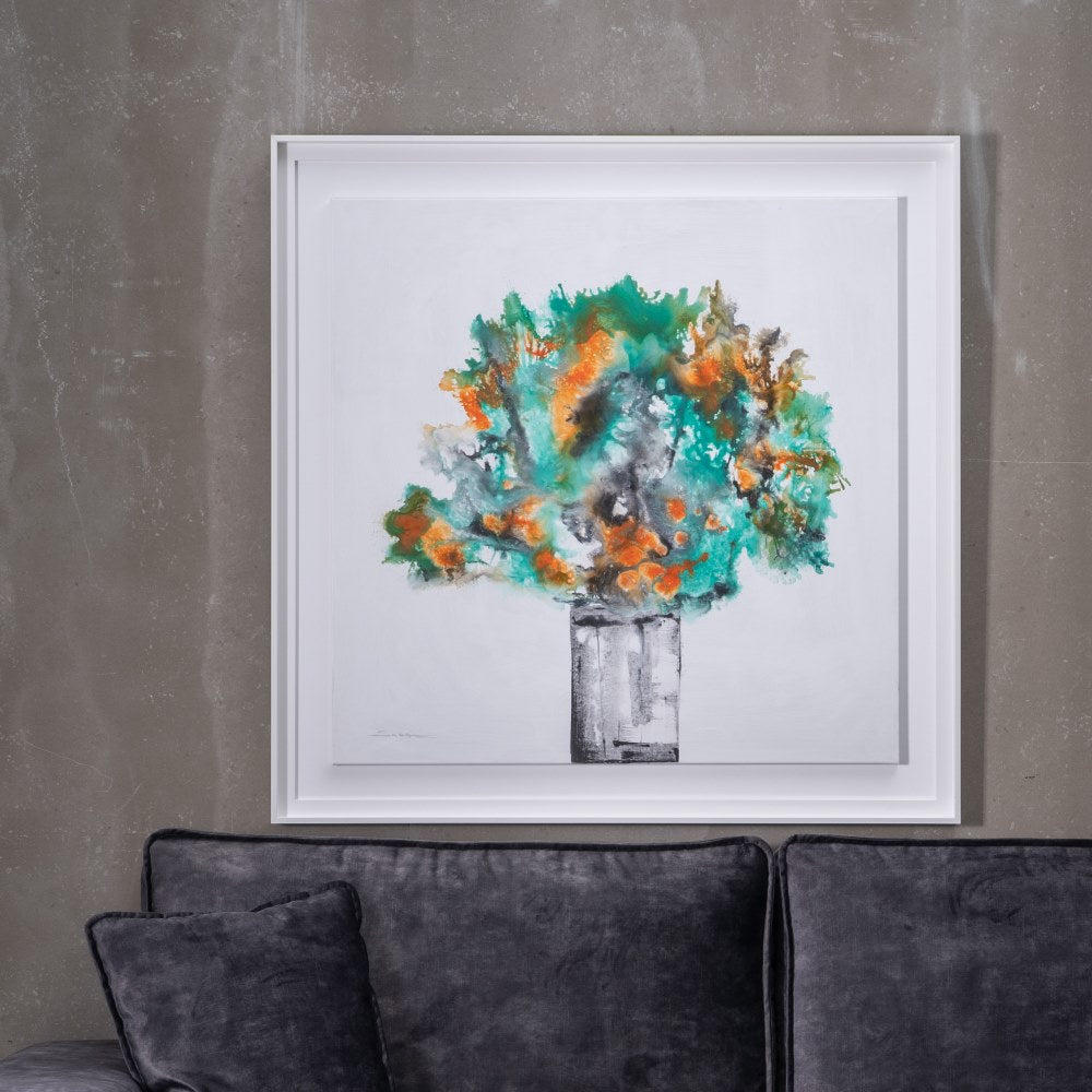 CUADRO PINTURA JARR�N LIENZO DECORACI�N 113 X 113 CM