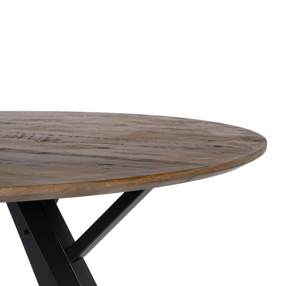 MESA COMEDOR MARR�N-NEGRO DM-METAL SAL�N 120 X 120 X 75 CM