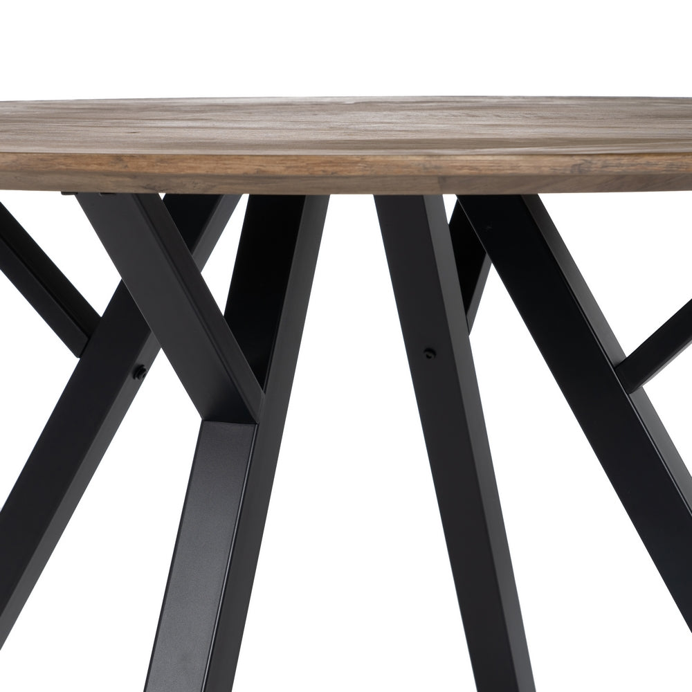 MESA COMEDOR MARR�N-NEGRO DM-METAL SAL�N 120 X 120 X 75 CM